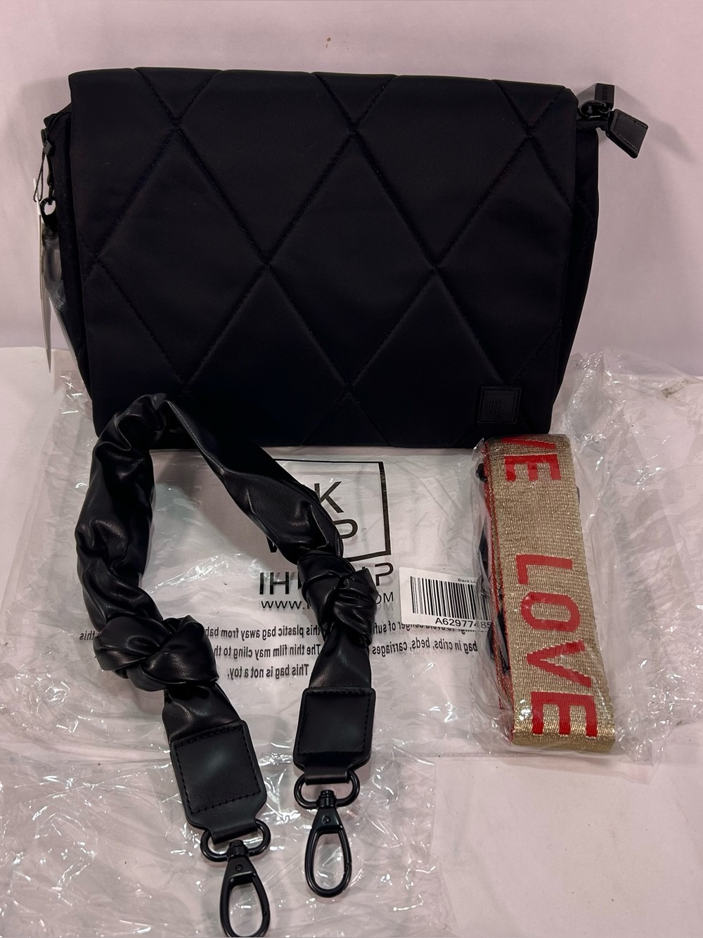 IHK WIP x Shawn Killinger Double Knot Quilted Black Shoulder or Crossbody Bag